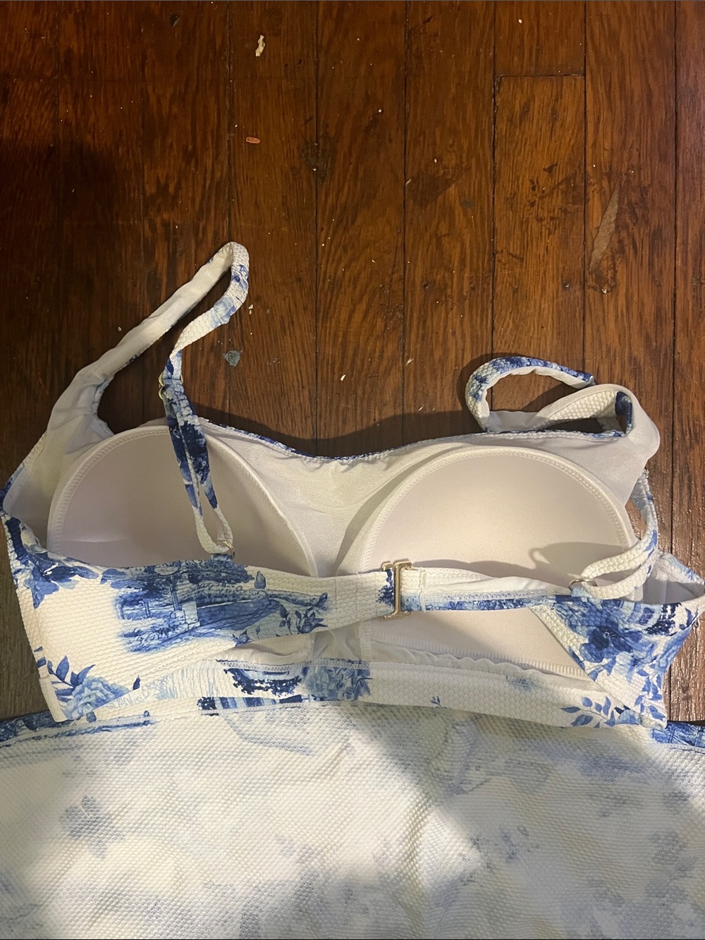 Blue Toile Mini Skirt Set — Women's Two-Piece Skirt & Crop Top - Picture 10 of 12